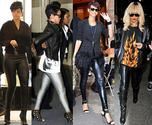 Celebrity style Rihanna with leggings and treggings