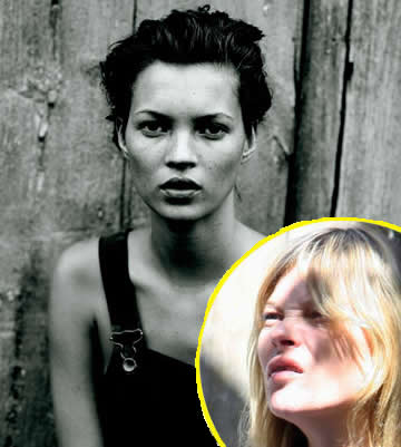 Kate Moss busted Photoshop. Kate no-make up