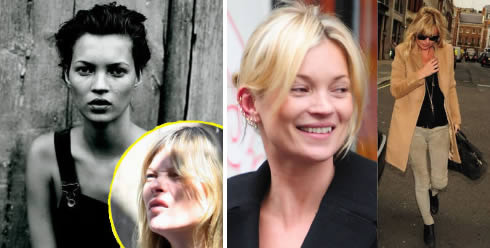 Kate Moss busted Photoshop. Kate no-make up