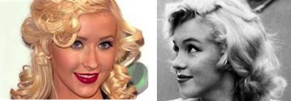 Celebrity imitating Marilyn Monroe: Christina Aguilera 