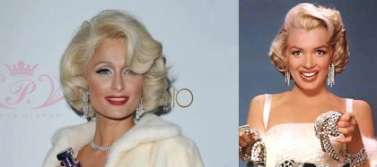Celebrity imitating Marilyn Monroe: Paris Hilton 